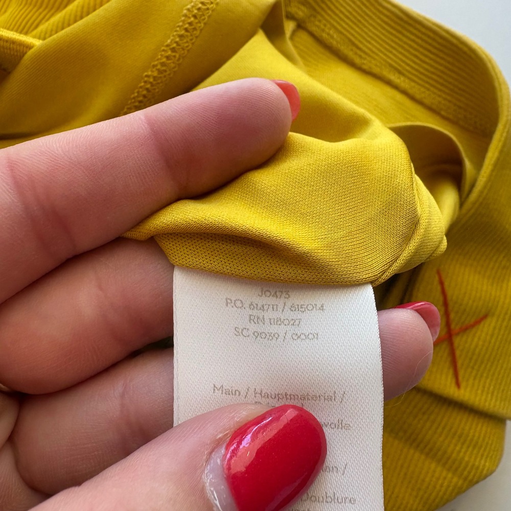 Boden Sheath Dress Women 6R Yellow Ribbed Belted Short Sleeve Scoop Neck - Picture 11 of 11
